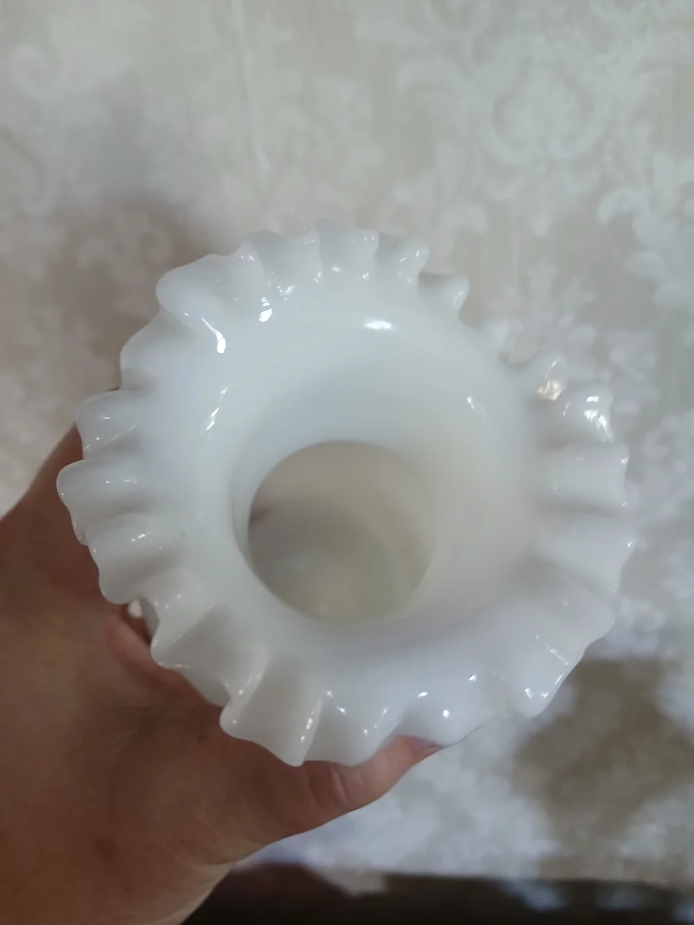 White Ruffled Glass Vase - Home Accents